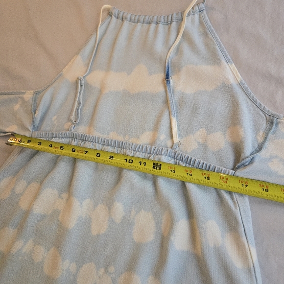 Anthropologie Cloth & Stone Tie-Dye Swing Mini Dress Cloud Blue & White - Picture 10 of 13